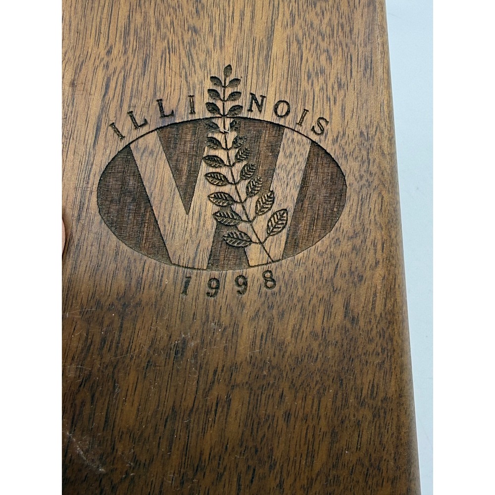 Illinois W 1998 Vintage Solid Wood Wine Bottle Balancer Holder Engraved Logo